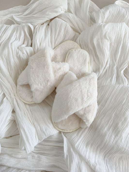 White Fluffy Slippers