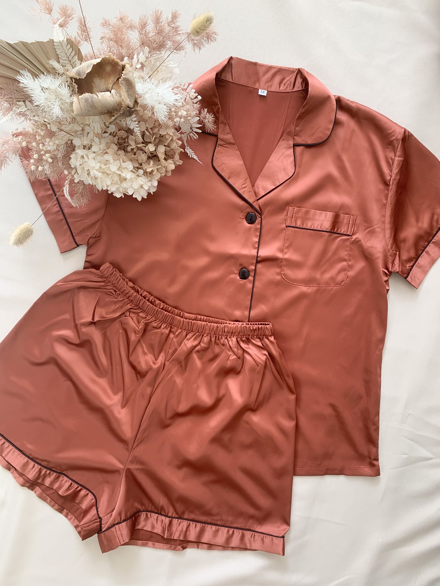 Rust Short Sleeve & Shorts Pyjama Set